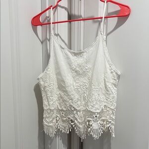 White Embellished Crop Tank